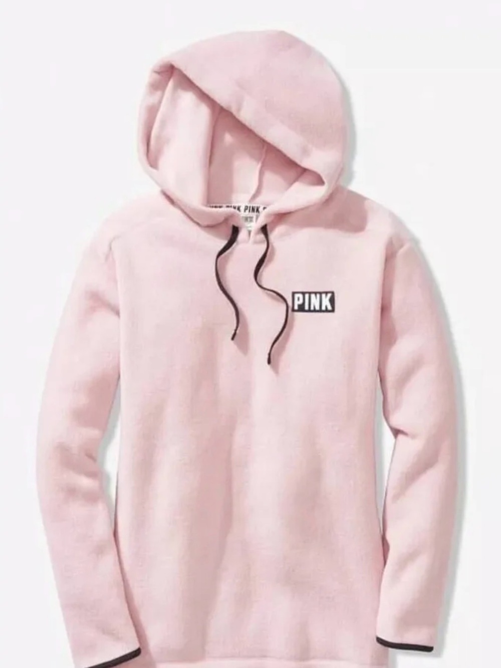 PINK Victoria's Secret Light Pink Hoodie with Black Drawstrings